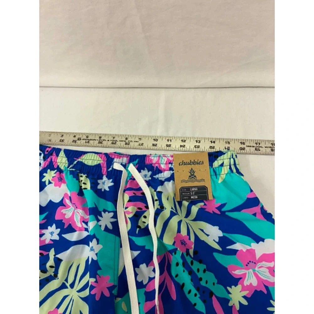 Chubbies Classic Swim Trunks Mens L Blue Tropical Floral 5.5